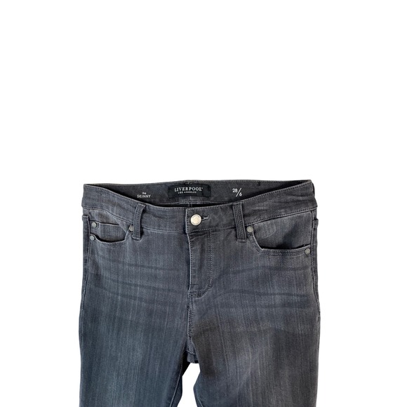 Liverpool The Skinny Jeans Womens 28/6 Black Faded Stretch Denim - Picture 6 of 9